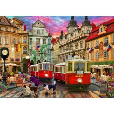 Puzzle 1000 pièces : Tramways de Prague