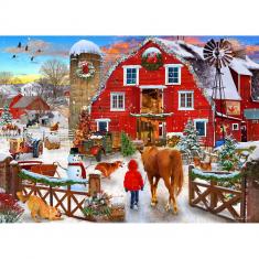 Puzzle 1000 pièces : Ferme équestre de Noël