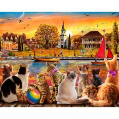 Puzzle 1000 pièces : Chats au bord du quai