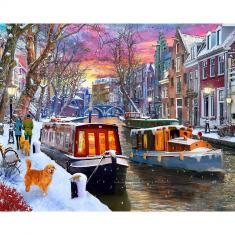 Puzzle 1000 pièces : Canal en hiver