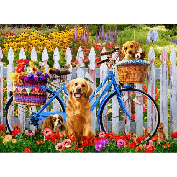 Puzzle 1000 piezas: Cachorros en bicicleta - VC1102