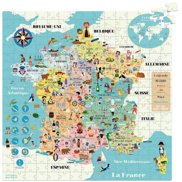 300 pieces puzzle : Map of France - Vilac-7618