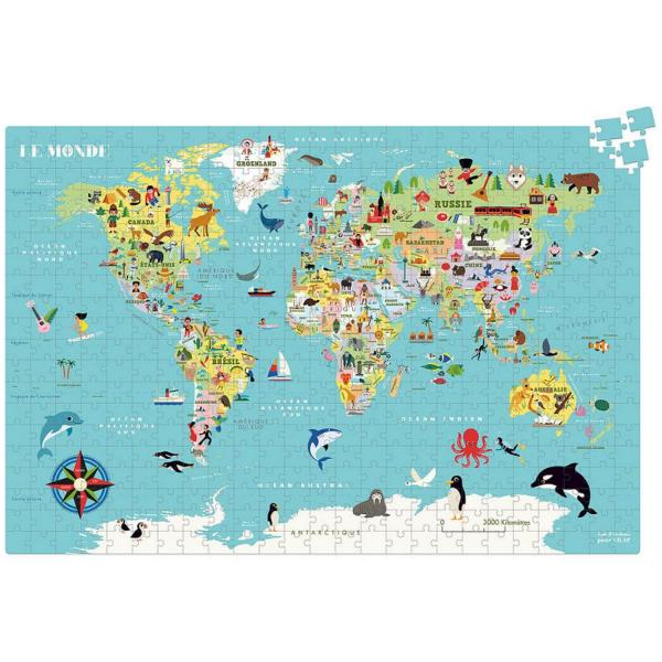 Puzzle de 500 piezas: mapa del mundo - Vilac-7619