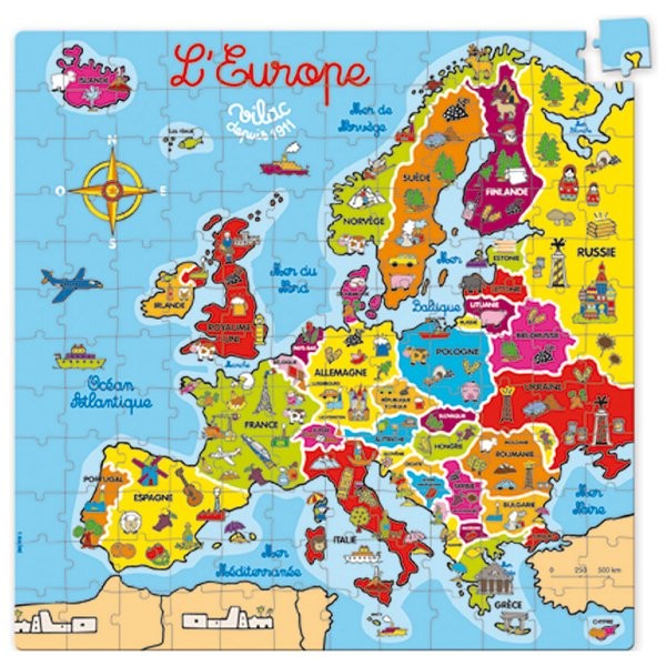 Puzzle 144 pièces en bois : Carte d'Europe - Vilac-2605