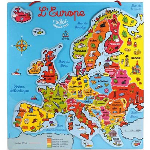 Puzzle 41 pièces en bois : Carte d'Europe magnétique - Vilac-2584