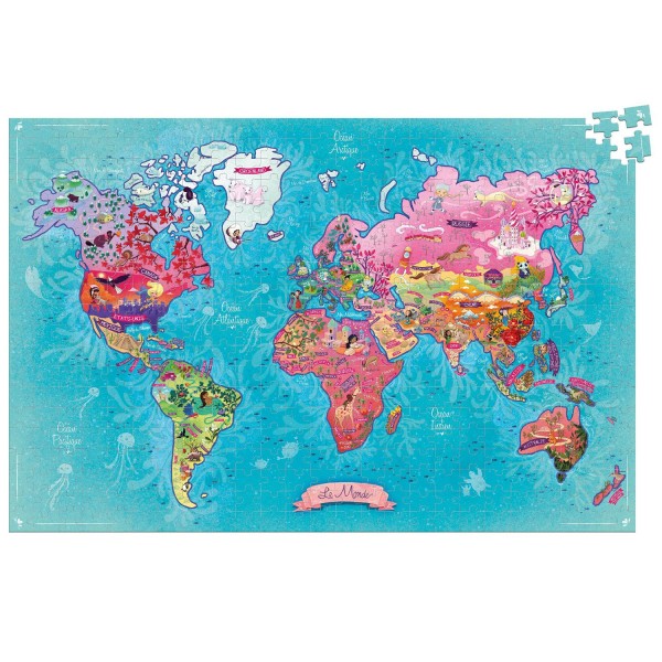 Puzzle 500 pièces : Carte du monde poétique - Vilac-2724