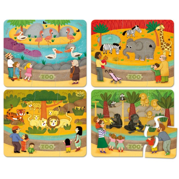 Puzzle de 4 x 6 piezas: Animales del zoológico - Vilac-2642