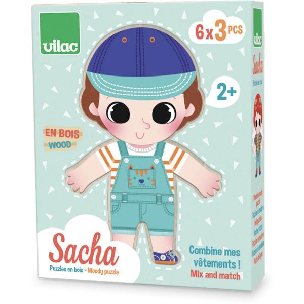 Puzzle 3 pièces : Sacha à habiller - Vilac-4661