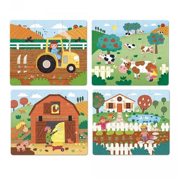 Puzzles of 6 to 16 pieces: 4 evolving puzzles: The Farm - Vilac-2632