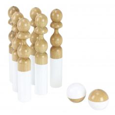 Set of 6 So Chic wooden bowling pins