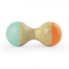 Jura mint and orange wooden rattle