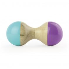 Jura turquoise and purple wooden rattle