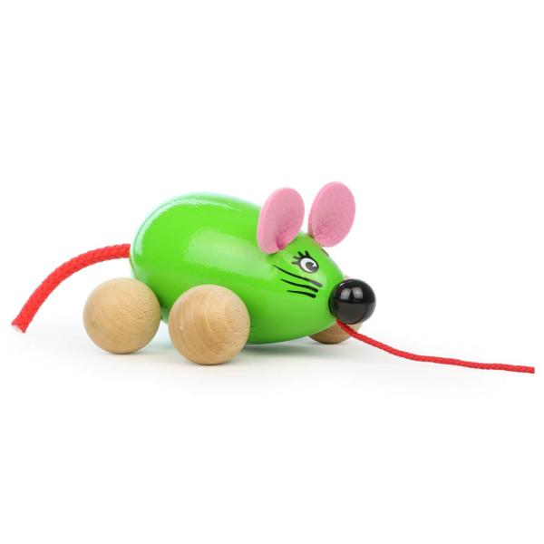 Wooden pull toy: Lisa the green mouse - Vilac-2050G