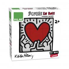 Puzzle 9 cubes en bois Keith Haring