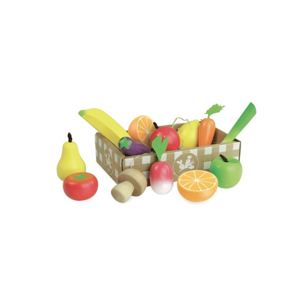 Día de mercado: Conjunto de frutas y verduras de madera. - Vilac-8103