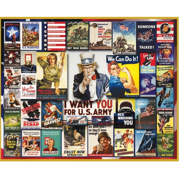 Puzzle 1000 pièces : Affiches de la Seconde Guerre Mondiale - White-864