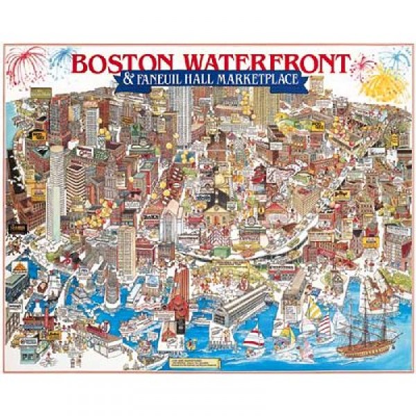 Puzzle 1000 pièces - Front de mer de Boston, Massachussetts - White-007