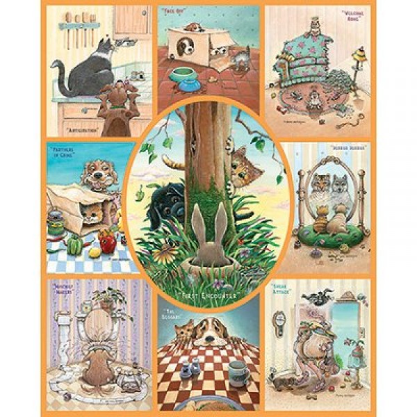 Puzzle 1000 pièces - Les animaux de compagnie en folie - White-694