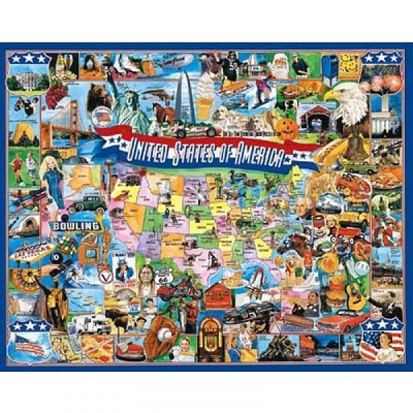 Puzzle 1000 pièces - Les Etats Unis d'Amérique - White-290