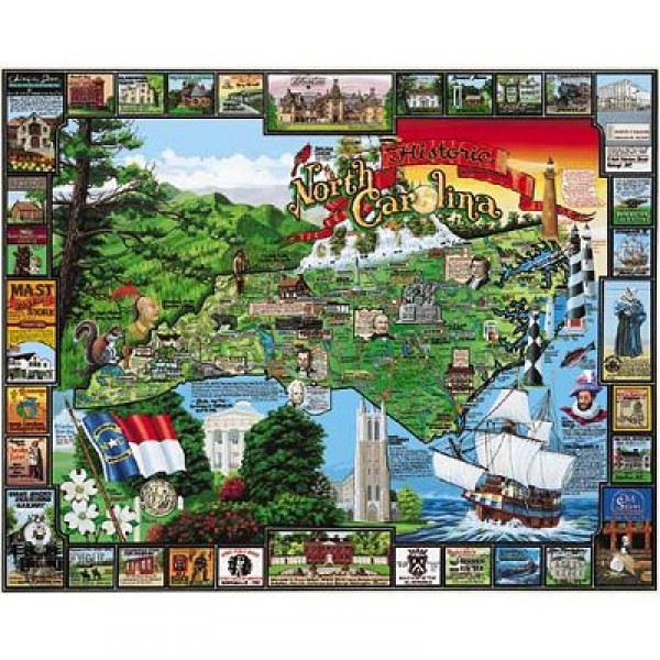Puzzle 1000 pièces - L'histoire de la Caroline du Nord, USA - White-145