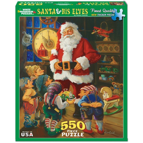 Puzzle 550 pièces : Père Noël et ses elfes - White-941