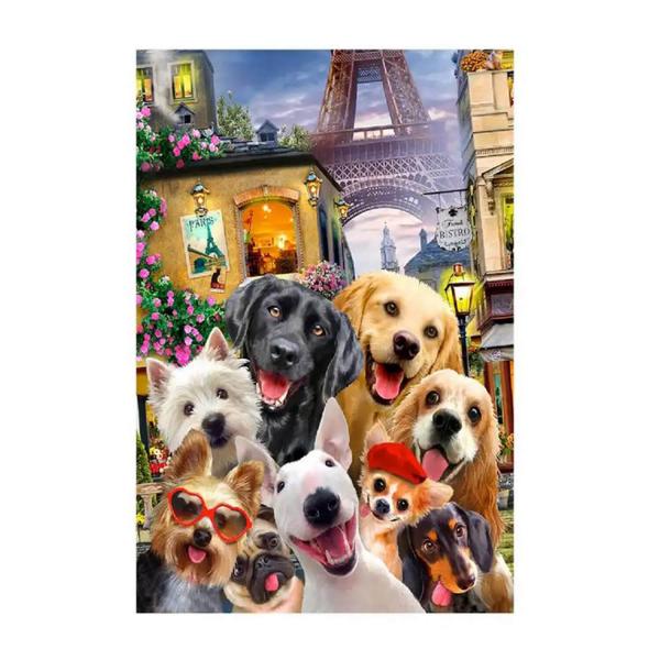200 pieces/20 shapes wooden puzzle: Puppies in Paris - Woodencity-NB 200-0023-M