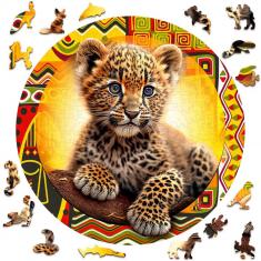 Puzzle de 250 piezas/25 formas de madera: Lindo leopardo