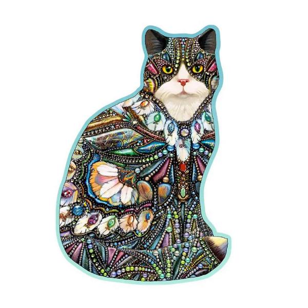 250 pieces/40 shapes wooden puzzle: The Jeweled Cat - Woodencity-NB 0153-L