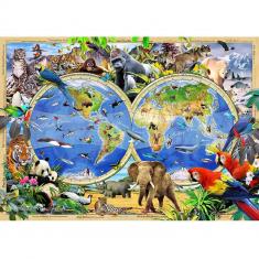 1010 pieces/100 shapes wooden puzzle: Animal Kingdom Map