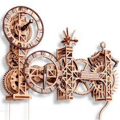 Holzmodell: Steampunk-Wanduhr