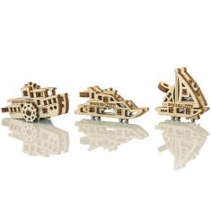 Maquette en bois : petits navires