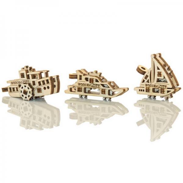 Puzzles en bois 3D : Porte-clés Navires - Woodencity-WR331