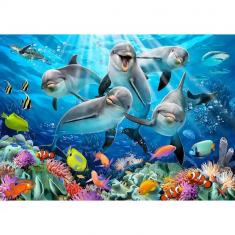 Puzzle 1010 pièces en bois : Dauphins Heureux