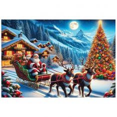 Puzzle 505 pièces en bois : Le Traîneau du Père Noël 