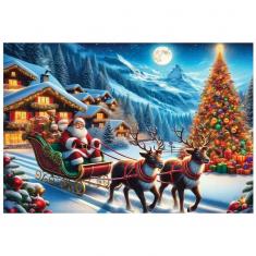Puzzle 1010 pièces en bois : Le Père Noël Arrive