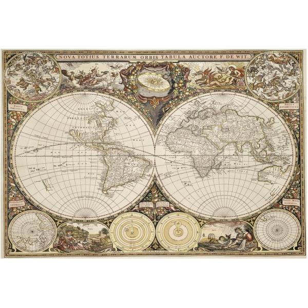 300 wooden pieces puzzle: Antique world map - Woodencity-TR 0018-L