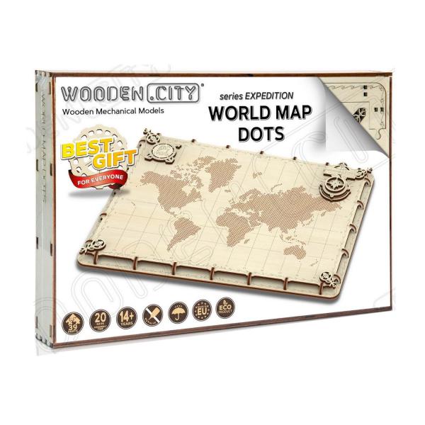 Rompecabezas 3D: Serie de expediciones de mapas del mundo - Woodencity-WM507