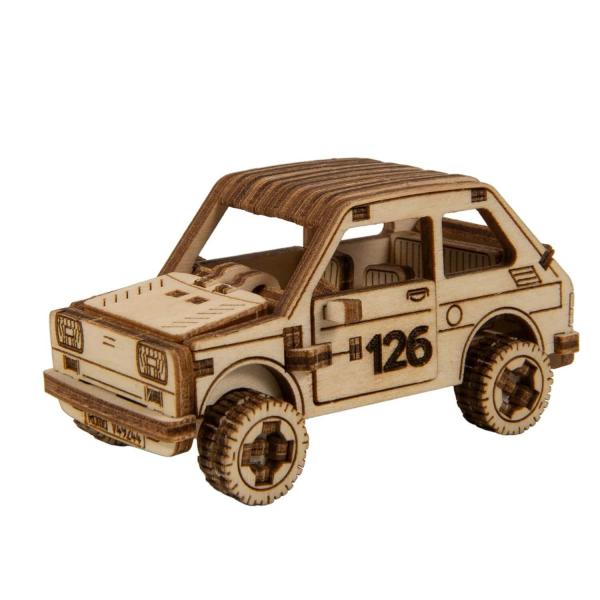 Wooden model: rally car 3: Fiat 126 - Woodencity-MB-006