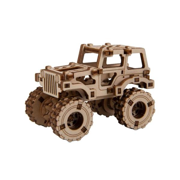 Maquette en bois : monster truck 1 : Jeep CJ-5 - Woodencity-MB-012