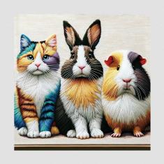 250 Teile/25 Formen Puzzle: Katze, Kaninchen und Meerschweinchen