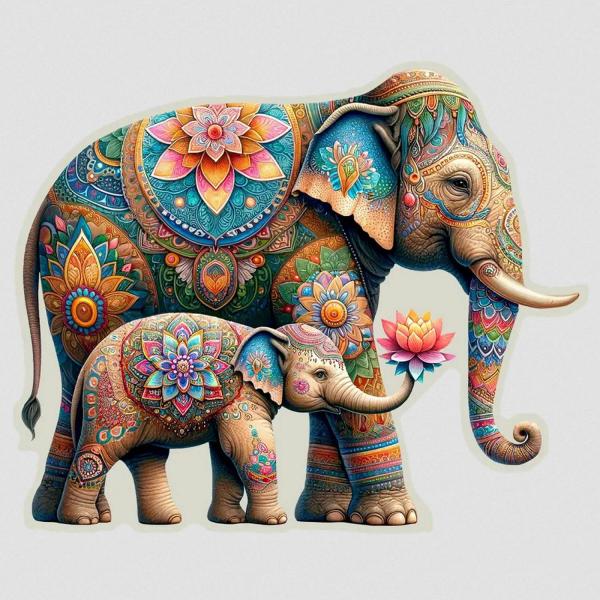 Puzzle 250 pieces/25 shapes : fancy elephants - HE 0313-L