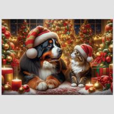 Puzzle 250 pieces/25 shapes : dog & cat