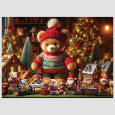 Puzzle 1010 pieces/100 shapes : xmas teddy bear