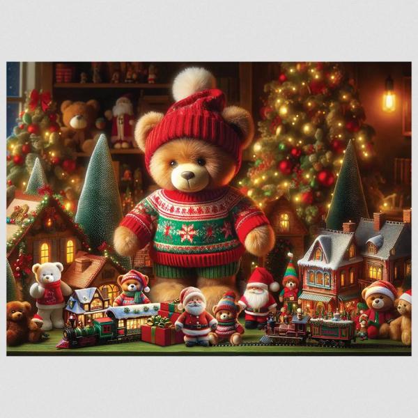 Puzzle 1010 pieces/100 shapes : xmas teddy bear - NB 0807-XL