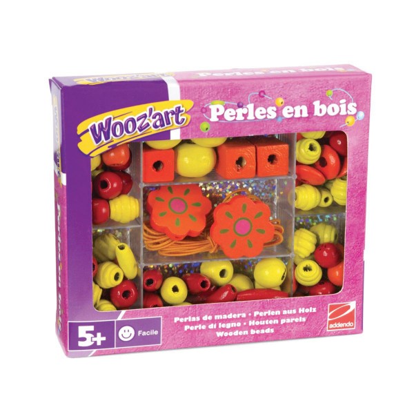 Coffret de perles colorées en bois : oranges et jaunes - WoozArt-WOZF5026-2