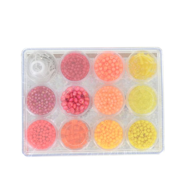 Coffret de Perles colorées en plastique : Jaune, orange - Woozart-WOZF5086-4