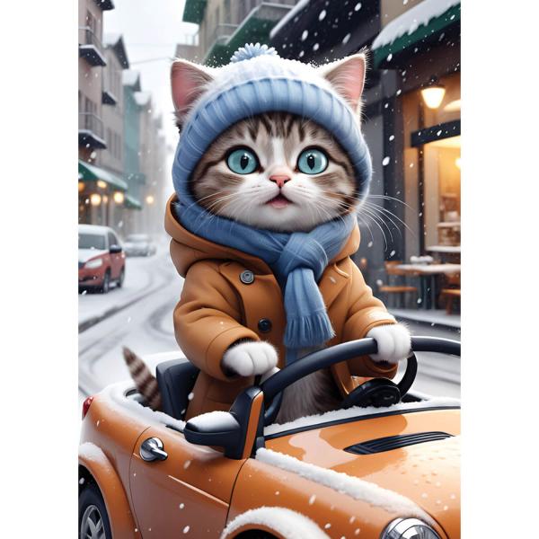 1000 piece puzzle : The Driver Kitty - Yazz-3853