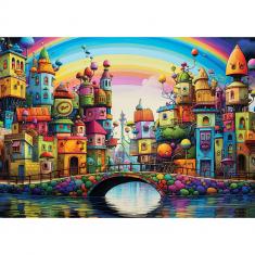 1000-teiliges Puzzle: Regenbogenstadt