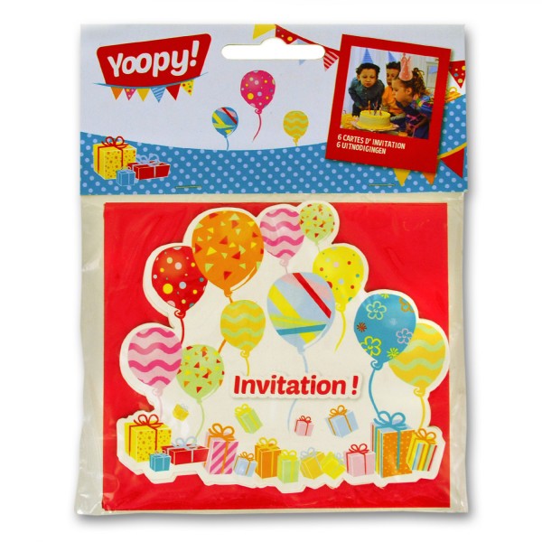 Cartons d'invitation Ballons x6 - Yoopy-YPY104FR