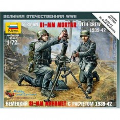 Figuren aus dem 2. Weltkrieg: Deutscher 81-mm-Mörser und zwei Soldaten
